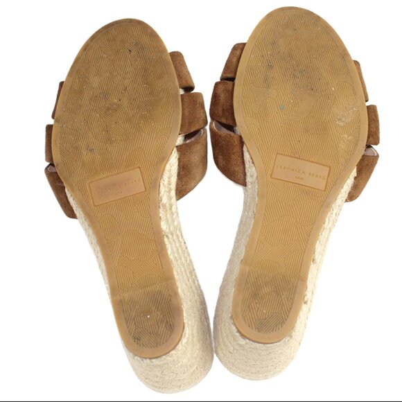 Veronica Beard Ivy Hazelwood Suede Strappy Vamp Woven Wedge Slide, Size 6.5 - Picture 10 of 11